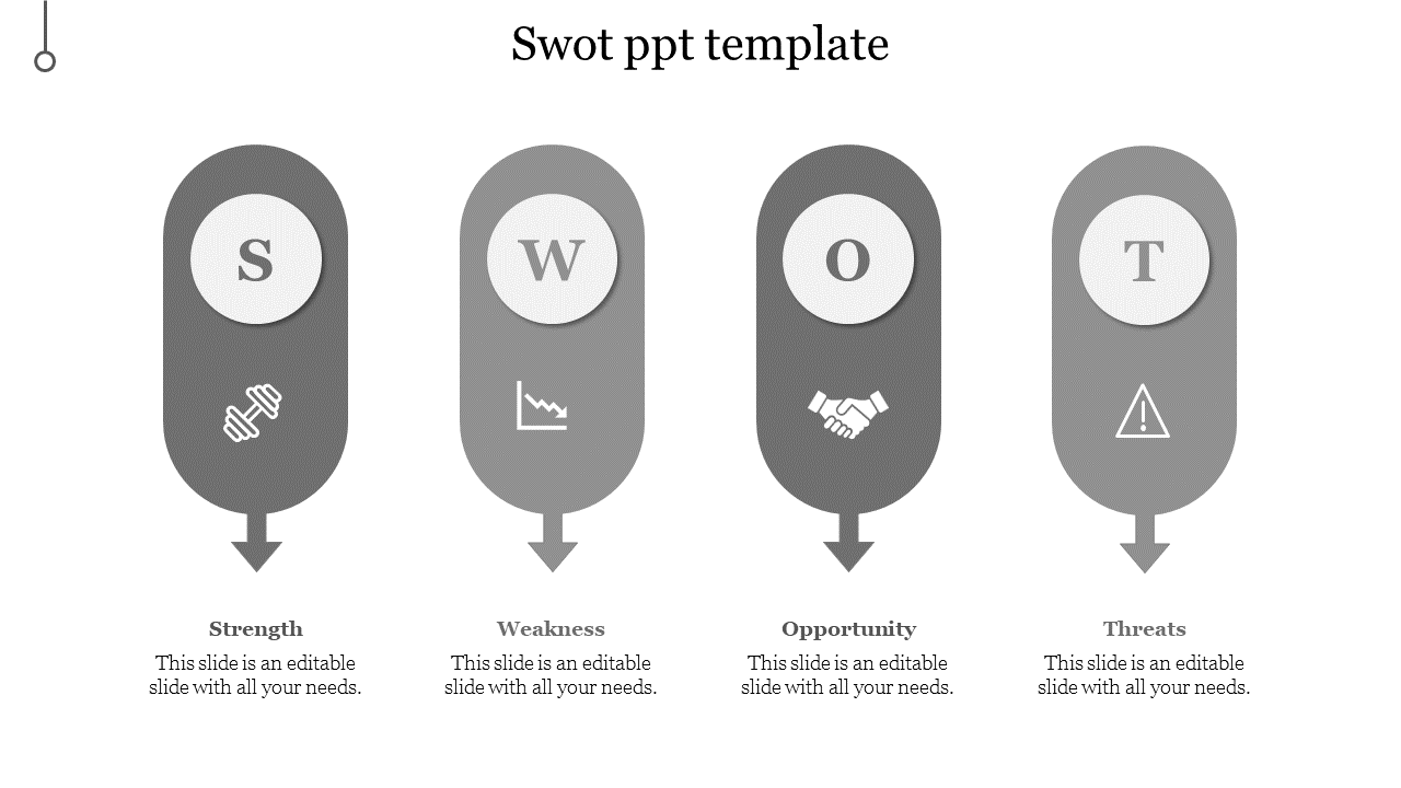 Free - Attractive SWOT PPT Template In Grey Color Slide Model